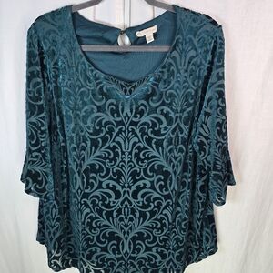 Boden womens_lined 3/4 Sleeve Pullover Top Size 2X in Dark Green RN128653